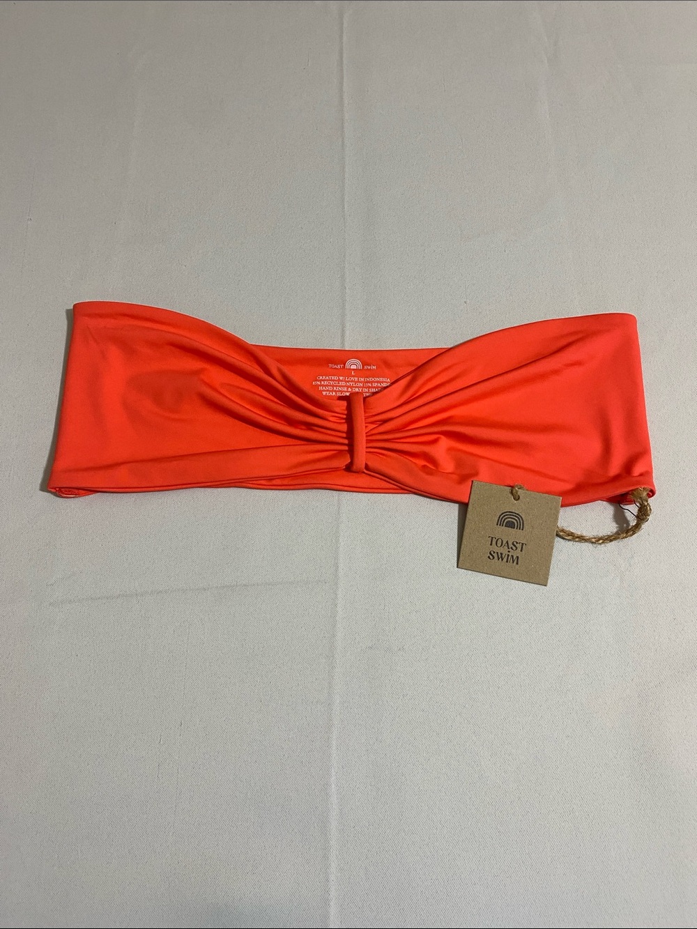 TOAST SWIM Signature Cinch Bandeau Bikini Top ORANGE Women's Size L
